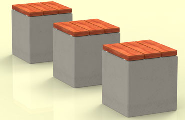 Nowoczesna ławka bez oparcia wykonana w technologii betonu architektonicznego