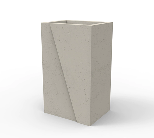 Wysokie betonowe donice z rodziny produktów WISA deco w ofercie producenta małej architektury betonowej firmy STYL-BET.