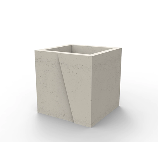 Kwadratowe donice ogrodowe z serii WISA deco, wykonane w technologii betonu architektonicznego.