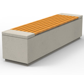 Ławka betonowa Relax 1 z siedziskiem drewnianym dostępna w dwóch rozmiarach