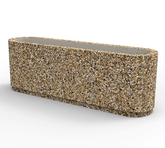 Donice ogrodowe OLIVIA to owalne donice zewnętrzne wykonane w technologii betonu płukanego, w ofercie producenta małej architektury betonowej firmy STYL-BET.