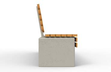 Ławka betonowa z wygodnym siedziskiem oraz opaciem. Wykończenie w technologii betonu architektonicznego. Dostępna w wielu wariantach wykończenia powierzchni.