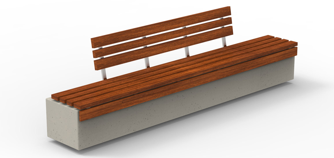 Betonowa ławka z wygodnym drewnianym 