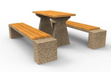 Ławki oraz stół wykonane w technologii betonu płukanego
