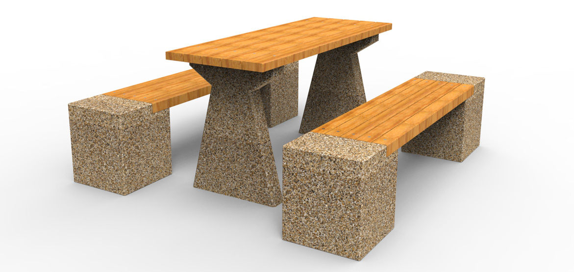 Zestaw piknikowy który składa się ze stołu oraz dóch ławek WEGA