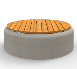 Ławka okrągła wykonana w technologii betonu architektonicznego.
