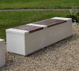Nowoczesne ławki betonowe RELAX 2.1 deco wykonane w technologii betonu architektonicznego, bez oparcia.