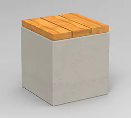 Jednoosobowe ławki betonowe CUBE 41 deco wykonane w technologii betonu architektonicznego.