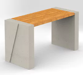 Betonowy stół z rodziny produktów WISA deco wykonanych w technologii betonu architektonicznego, z drewnianym blatem zbezpieczonym impregnatem