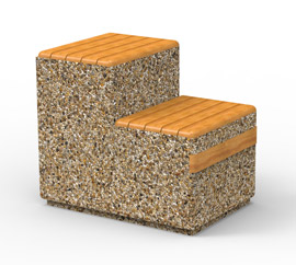 Betonowe siedzisko z elementami drewna iglastego.
