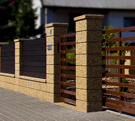 Pustak międzysłupkowy to element ogrodzenia z bloczków betonowych dostępnych w ofercie firmy STYL-BET producenta małej architektury.